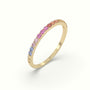 Rainbow Half Eternity Ring Natural Sapphires — Yellow Gold