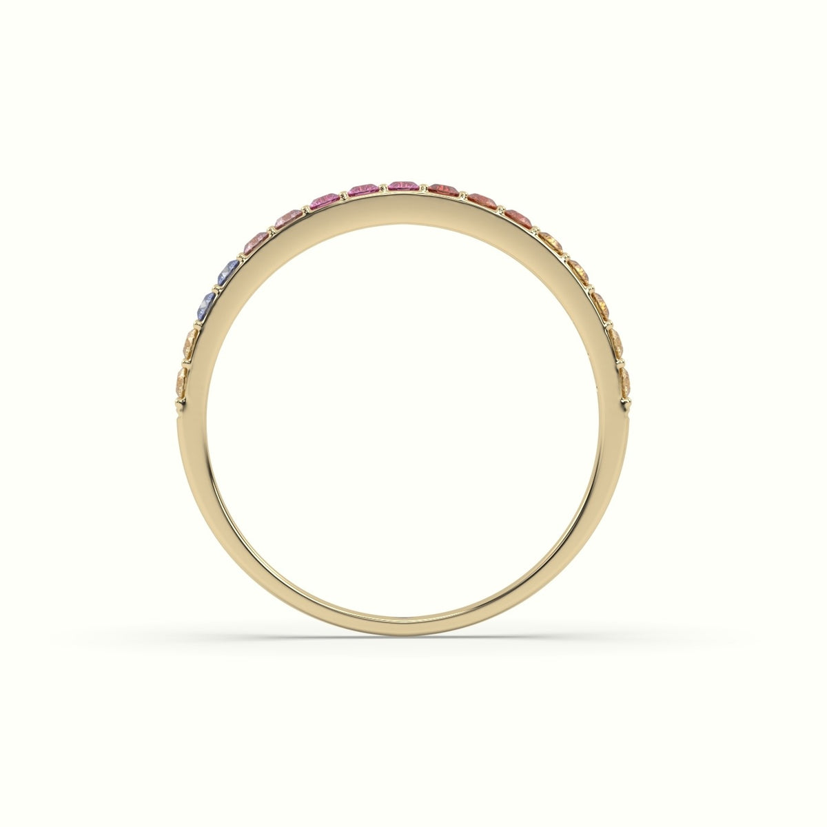 Rainbow Half Eternity Ring Natural Sapphires — Yellow Gold