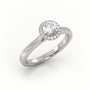 Round Cut Diamond 4 Prongs Halo Setting Engagement Ring — White Gold