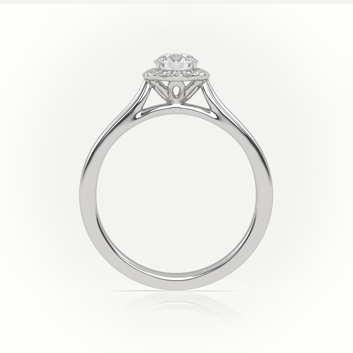 Round Cut Diamond 4 Prongs Halo Setting Engagement Ring — White Gold