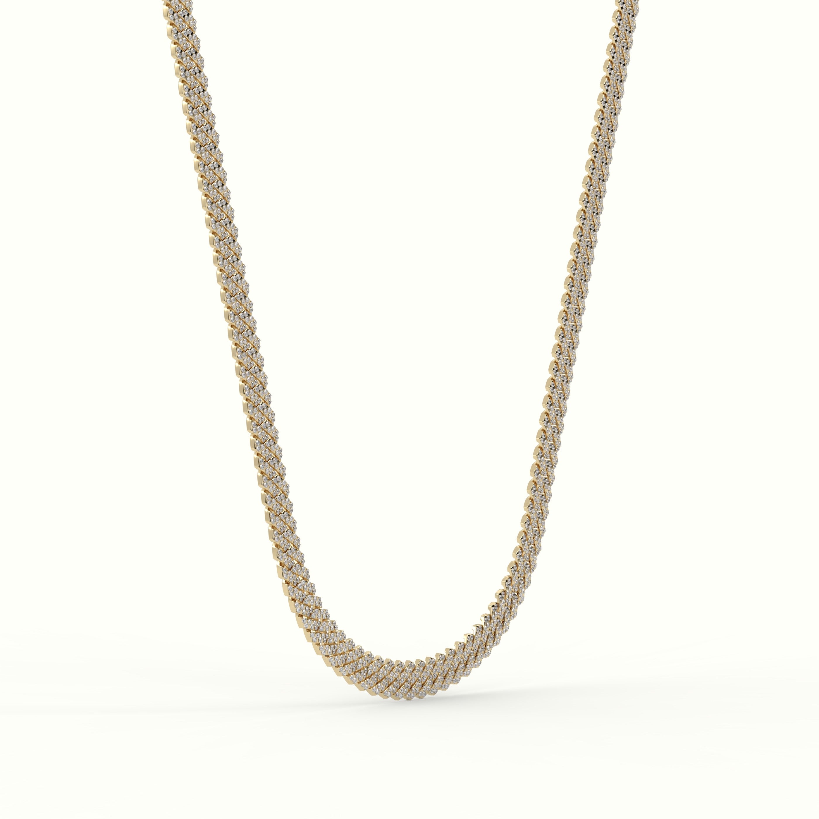 8Mm Diamond Cuban Link Necklace — Yellow Gold