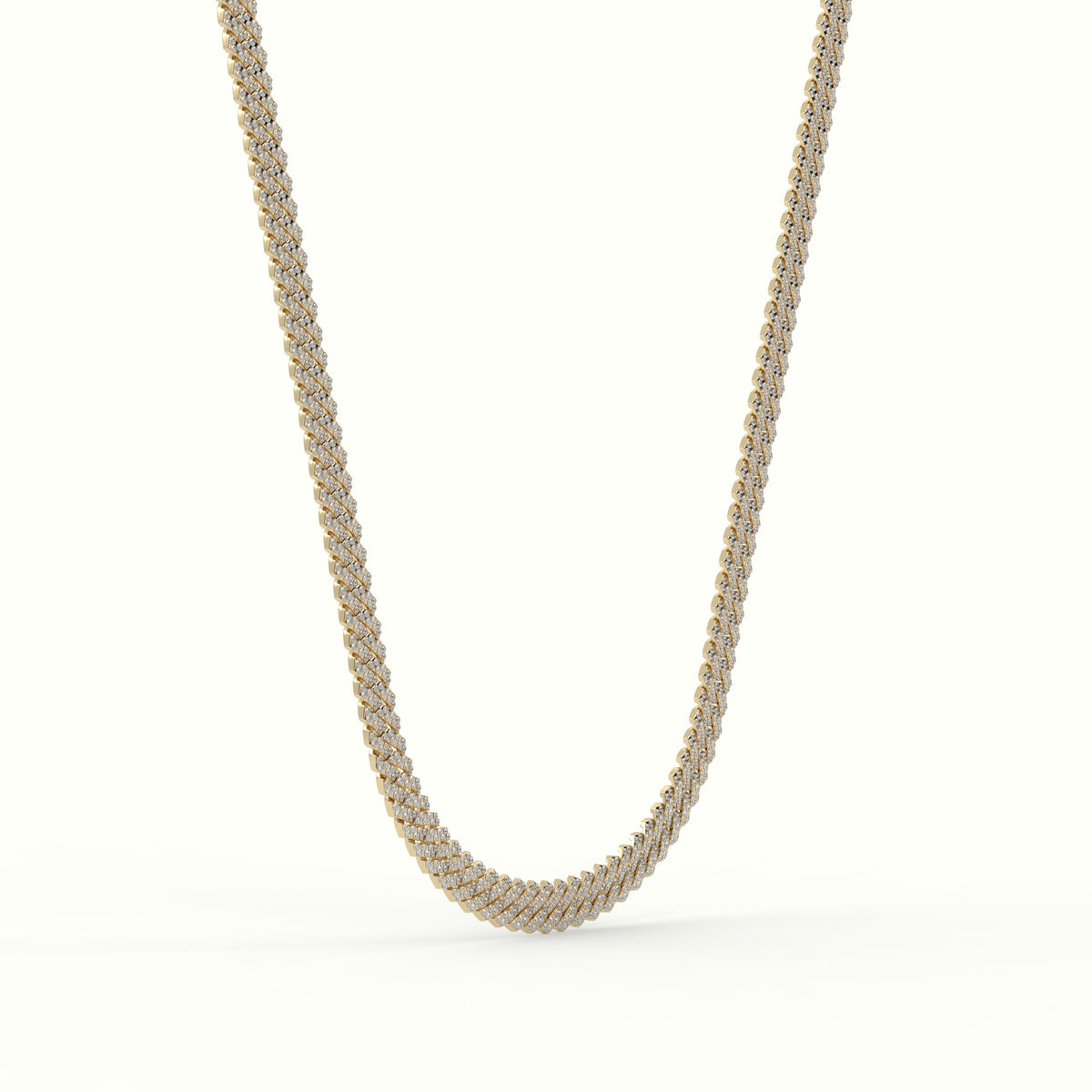 8Mm Diamond Cuban Link Necklace — Yellow Gold