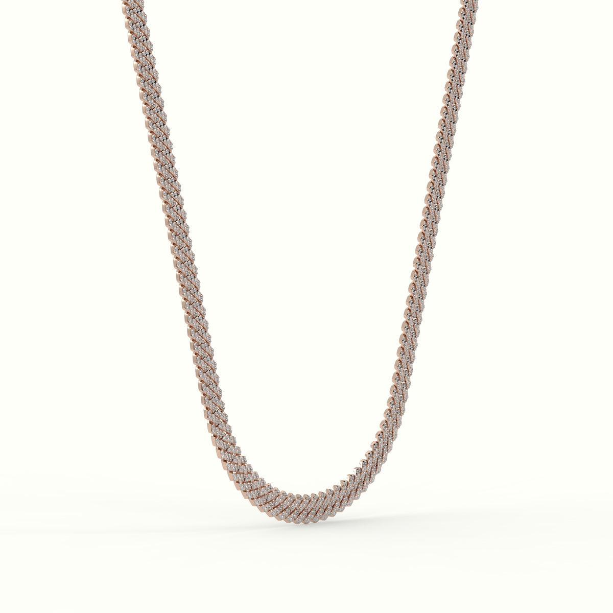 8Mm Diamond Cuban Link Necklace — Rose Gold