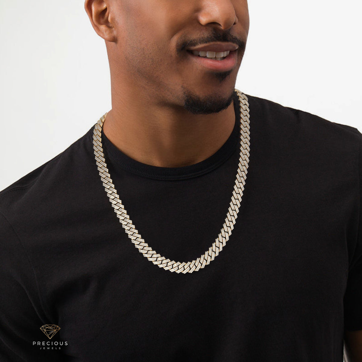 8Mm Diamond Cuban Link Necklace — Yellow Gold