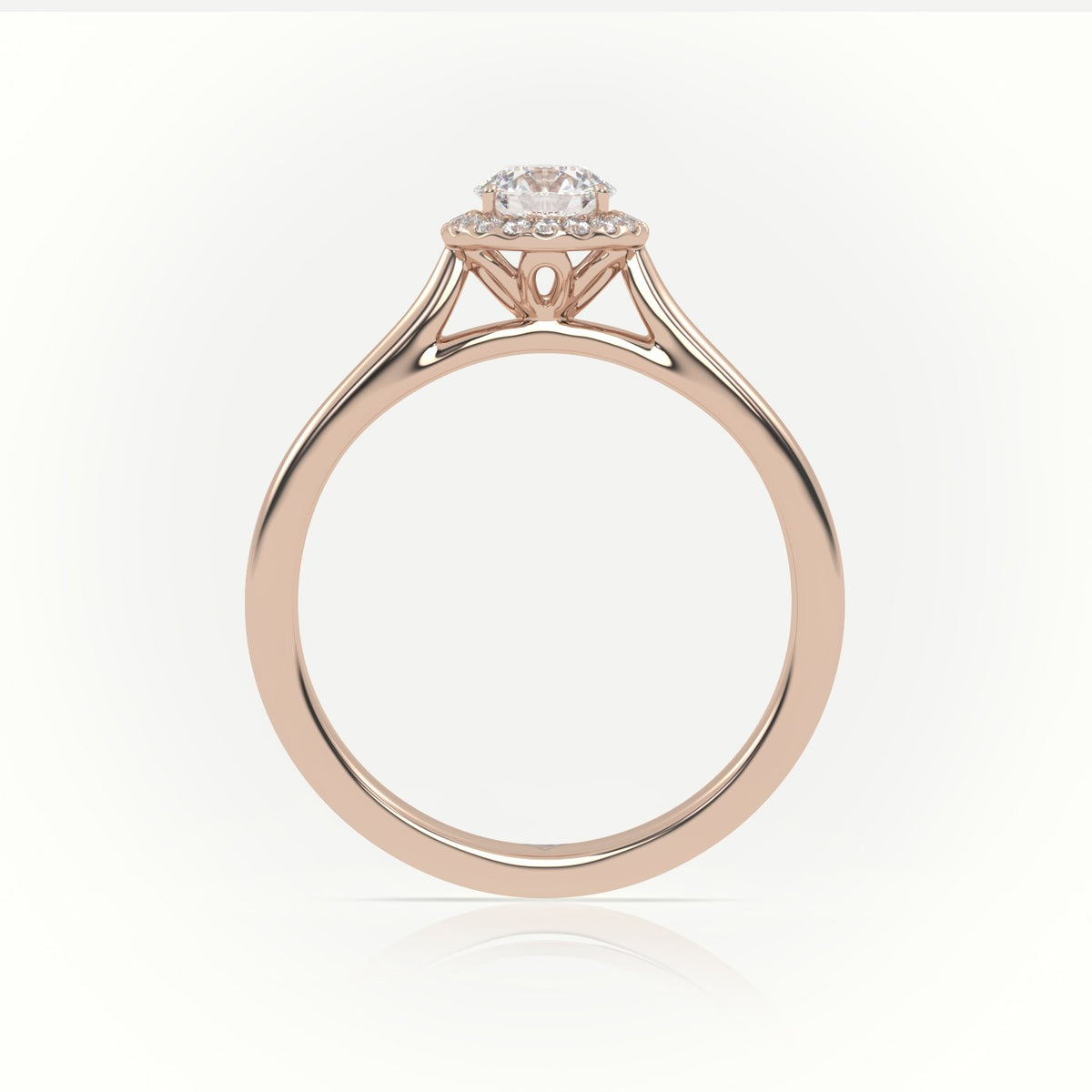 Round Cut Diamond 4 Prongs Halo Setting Engagement Ring — Rose Gold