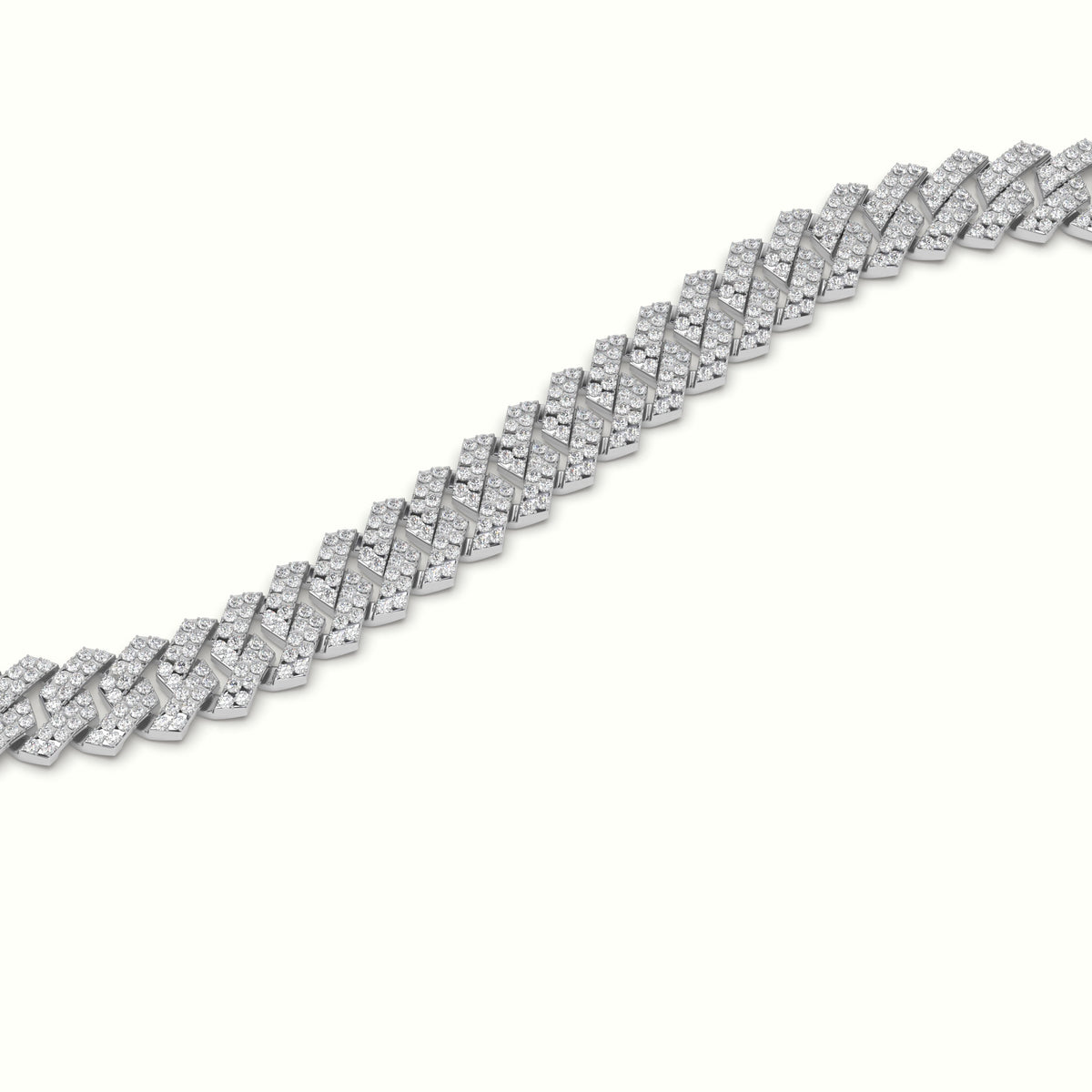 8Mm Diamond Cuban Link Bracelet — White Gold