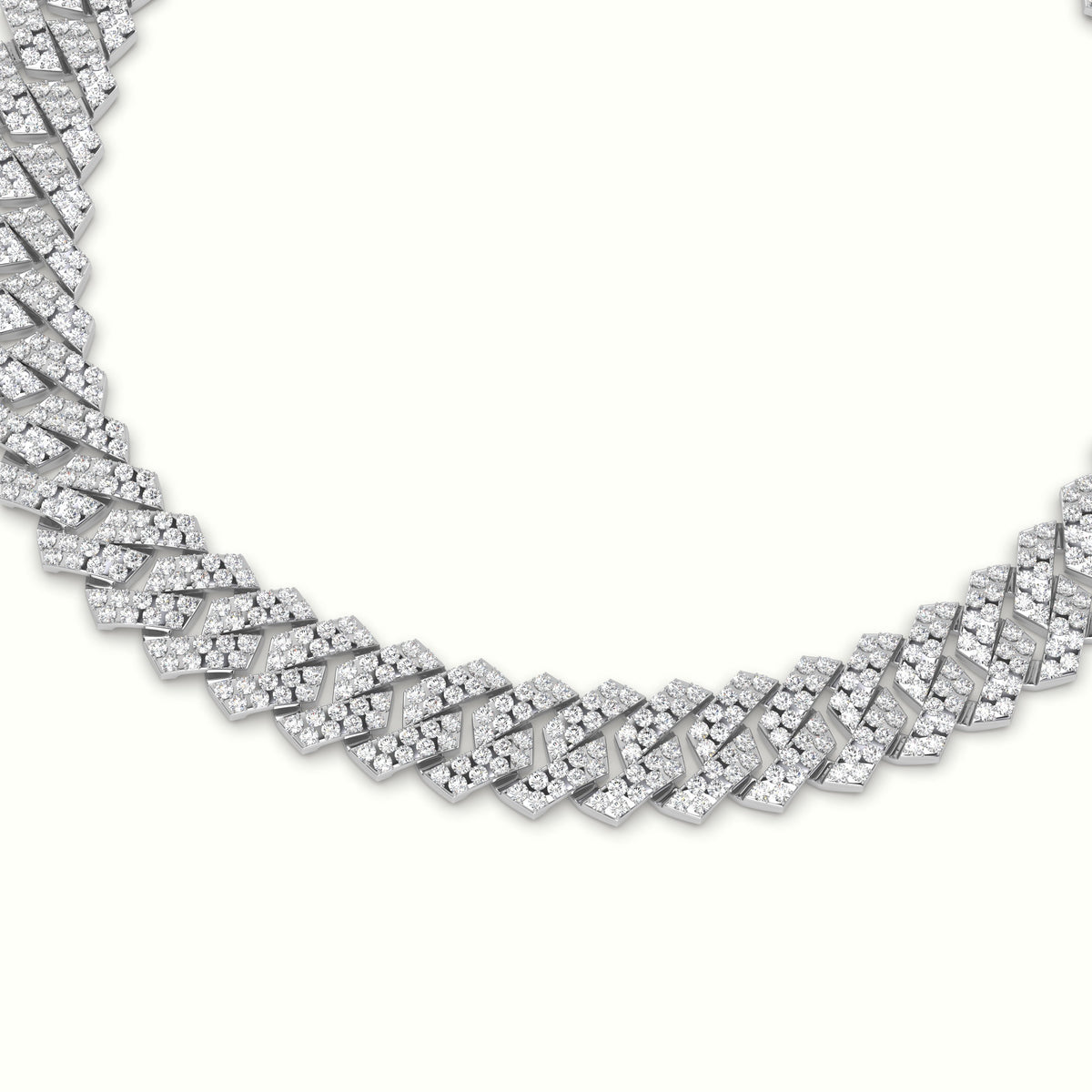 8Mm Diamond Cuban Link Bracelet — White Gold