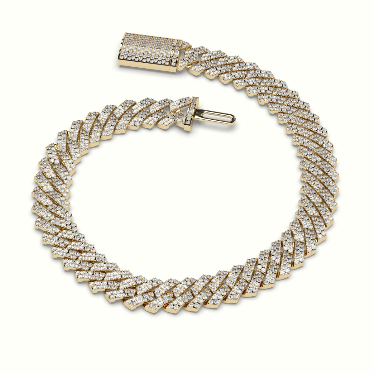 8Mm Diamond Cuban Link Bracelet — Yellow Gold
