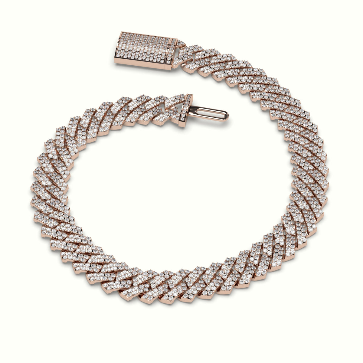 8Mm Diamond Cuban Link Bracelet — Rose Gold