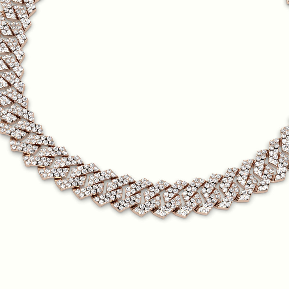 8Mm Diamond Cuban Link Bracelet — Rose Gold
