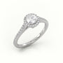Round Cut Diamond Halo Scallop Setting Engagement Ring — White Gold
