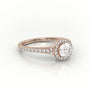 Round Cut Diamond Halo Scallop Setting Engagement Ring — Rose Gold
