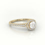 Round Cut Diamond Halo Scallop Setting Engagement Ring — Yellow Gold