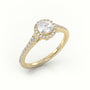 Round Cut Diamond Halo Scallop Setting Engagement Ring — Yellow Gold