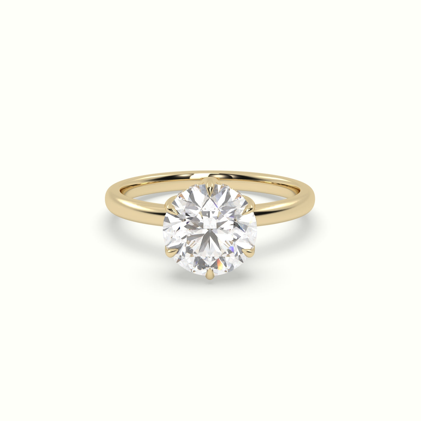 The Tulip Round Cut 6 Prong Hidden Halo Diamond Engagement Ring