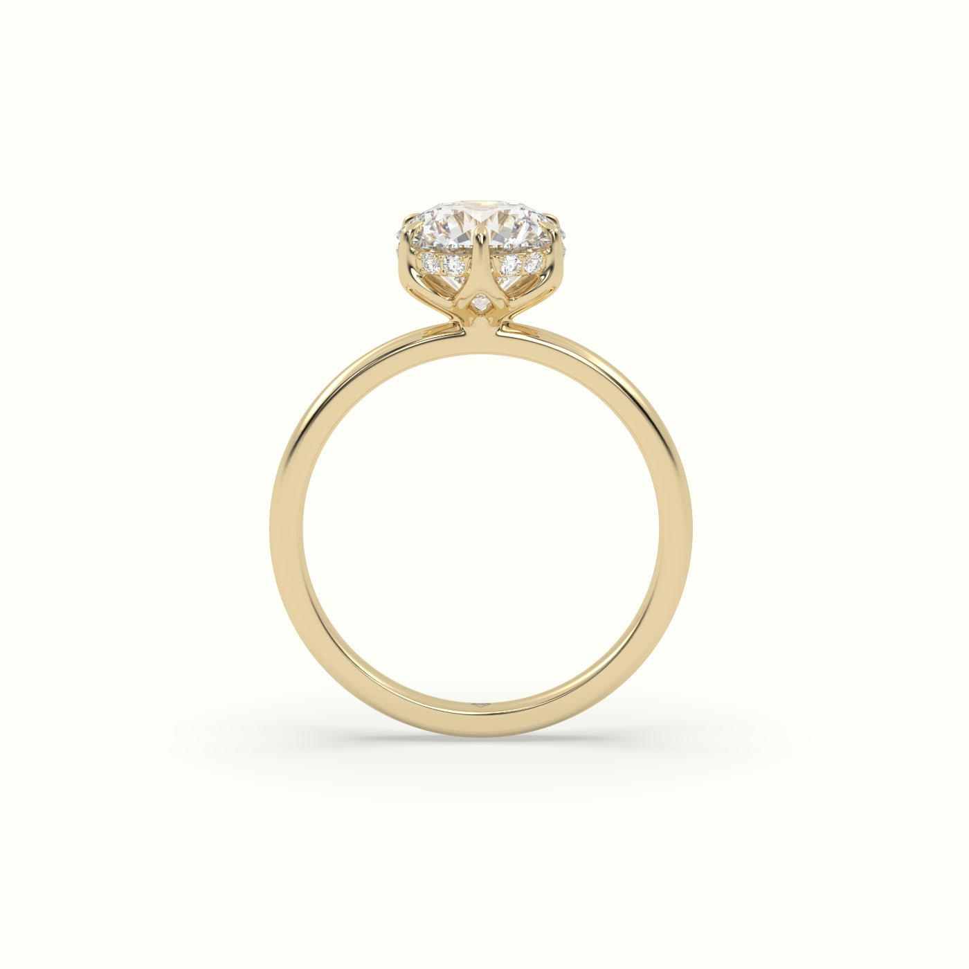 The Tulip Round Cut 6 Prong Hidden Halo Diamond Engagement Ring