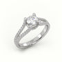Round Cut Diamond Designer Vintage Setting Engagement Ring — White Gold