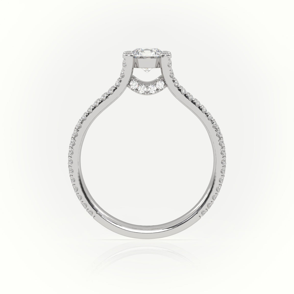 Round Cut Diamond Designer Vintage Setting Engagement Ring — White Gold