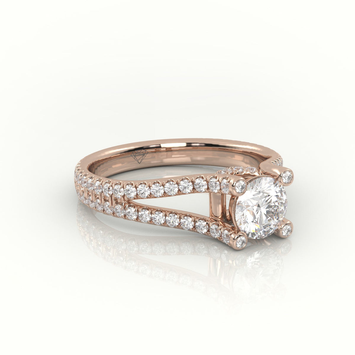Round Cut Diamond Designer Vintage Setting Engagement Ring — Rose Gold