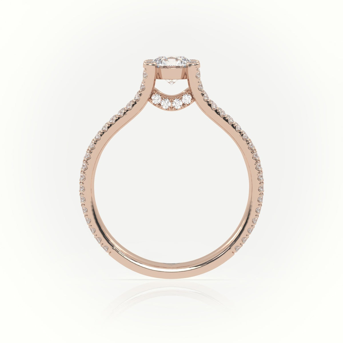 Round Cut Diamond Designer Vintage Setting Engagement Ring — Rose Gold