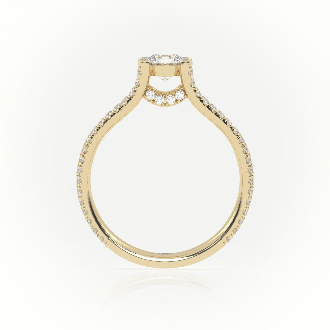 Round Cut Diamond Designer Vintage Setting Engagement Ring — Yellow Gold