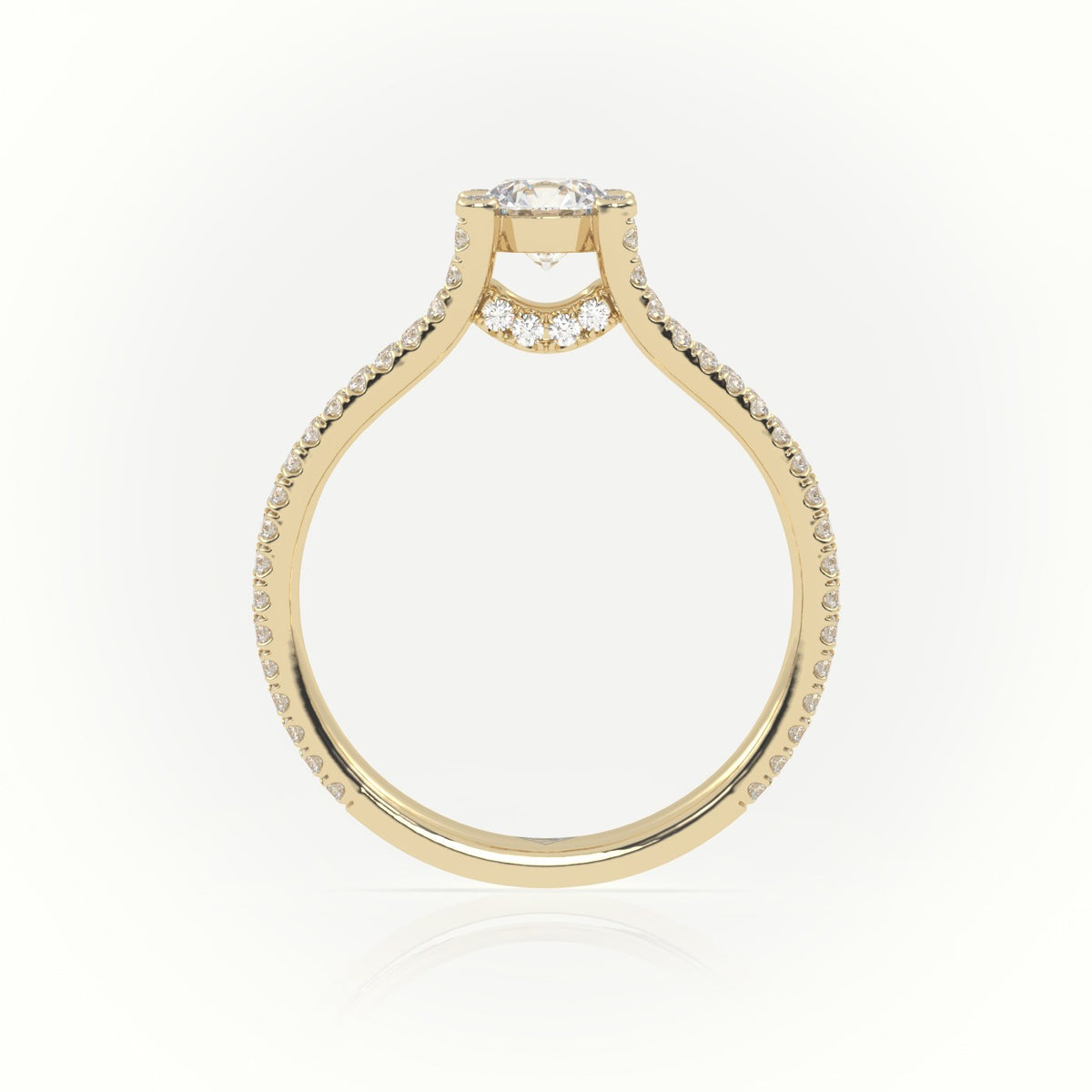 Round Cut Diamond Designer Vintage Setting Engagement Ring — Yellow Gold