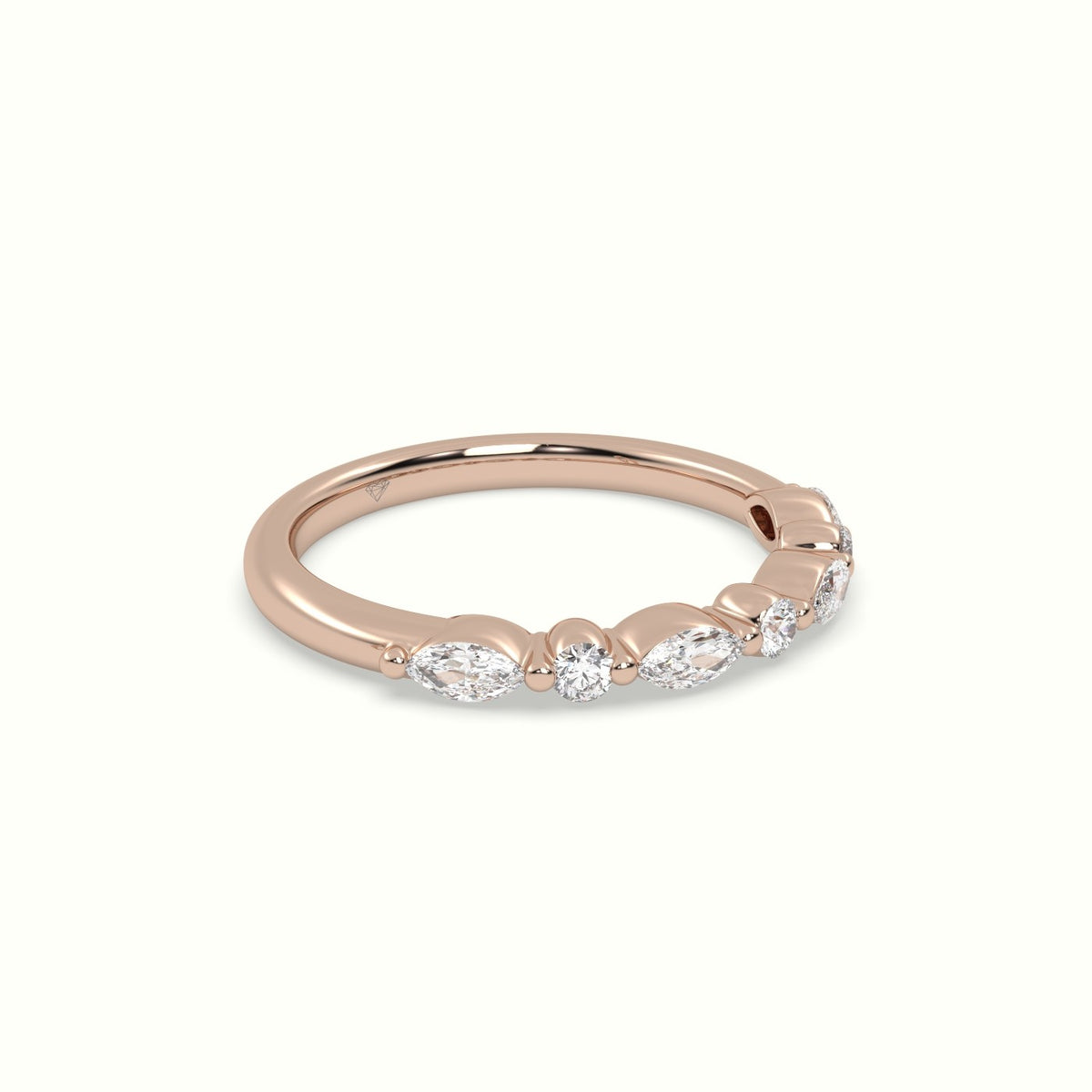 Marquise And Round Diamond Half Eternity Wedding Ring — Rose Gold