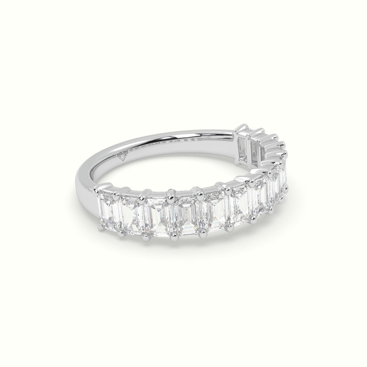 Emerald Cut Diamond Wedding Ring — White Gold