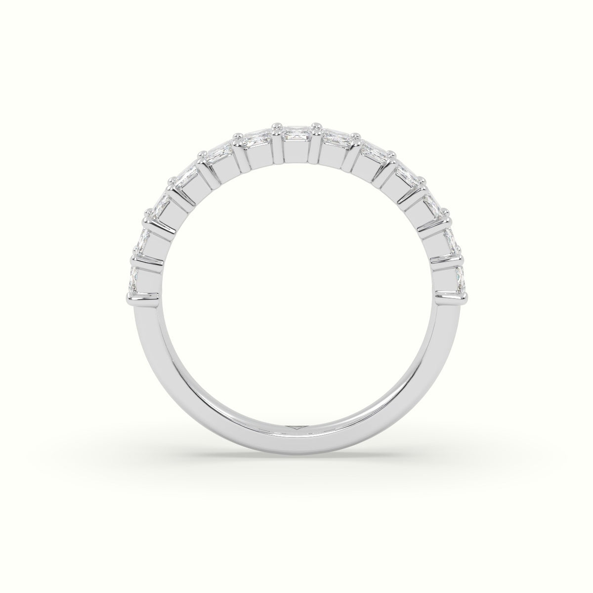 Emerald Cut Diamond Wedding Ring — White Gold