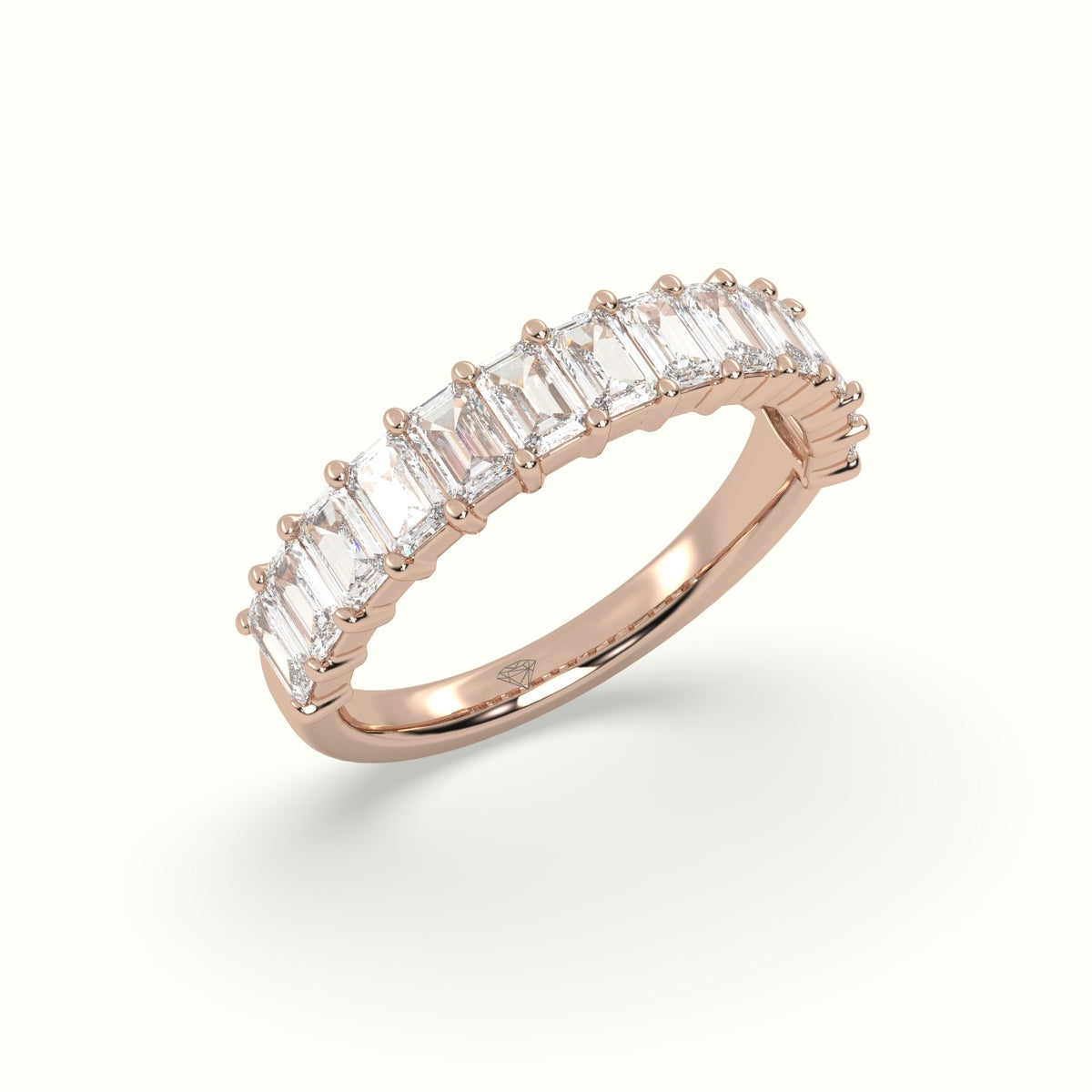 Emerald Cut Diamond Wedding Ring — Rose Gold