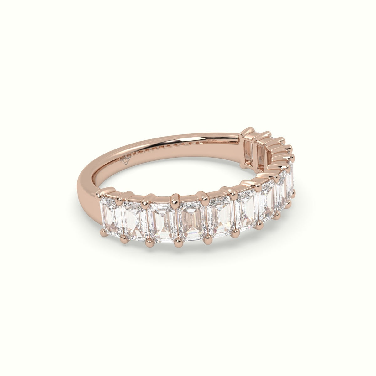 Emerald Cut Diamond Wedding Ring — Rose Gold