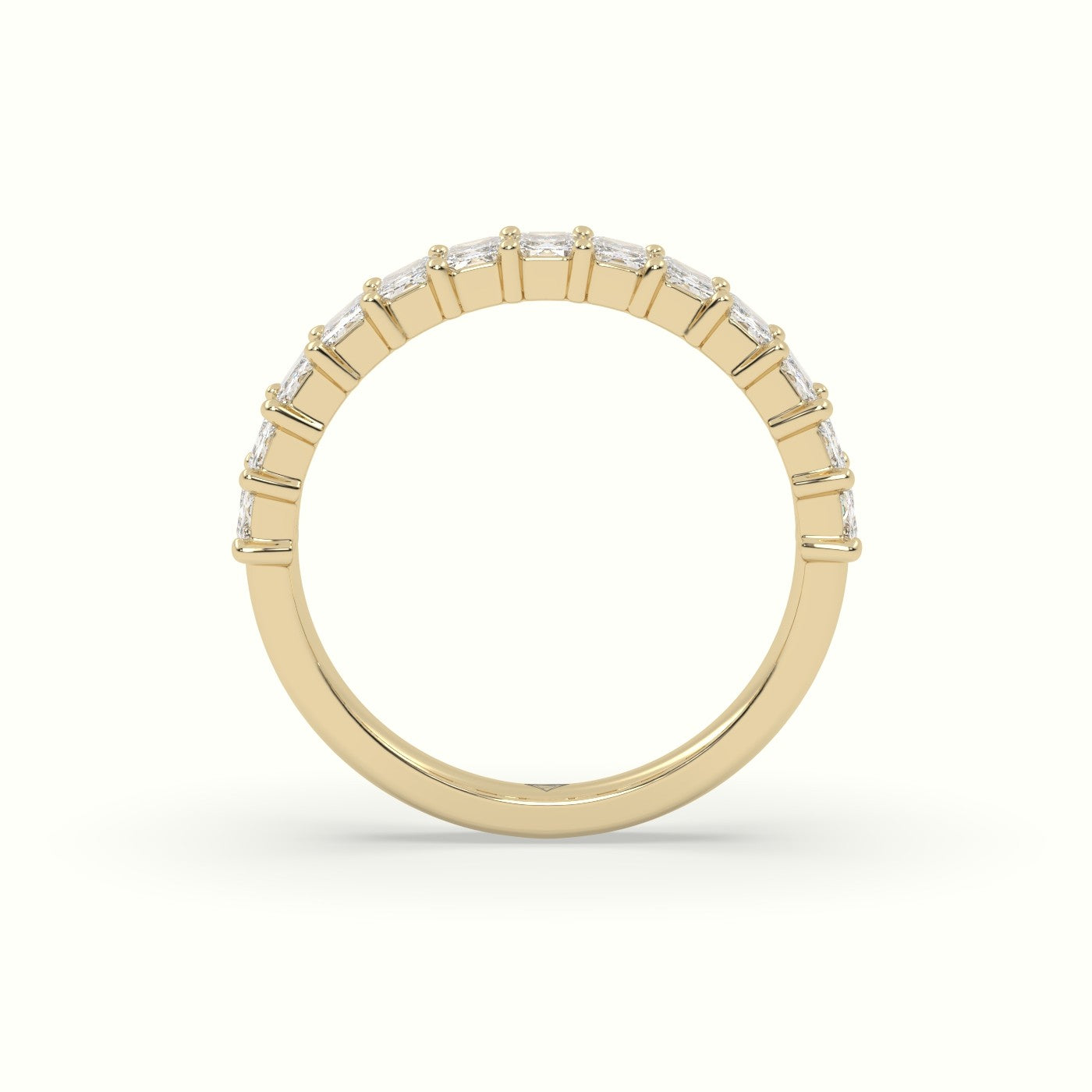 Emerald Cut Diamond Wedding Ring — Yellow Gold
