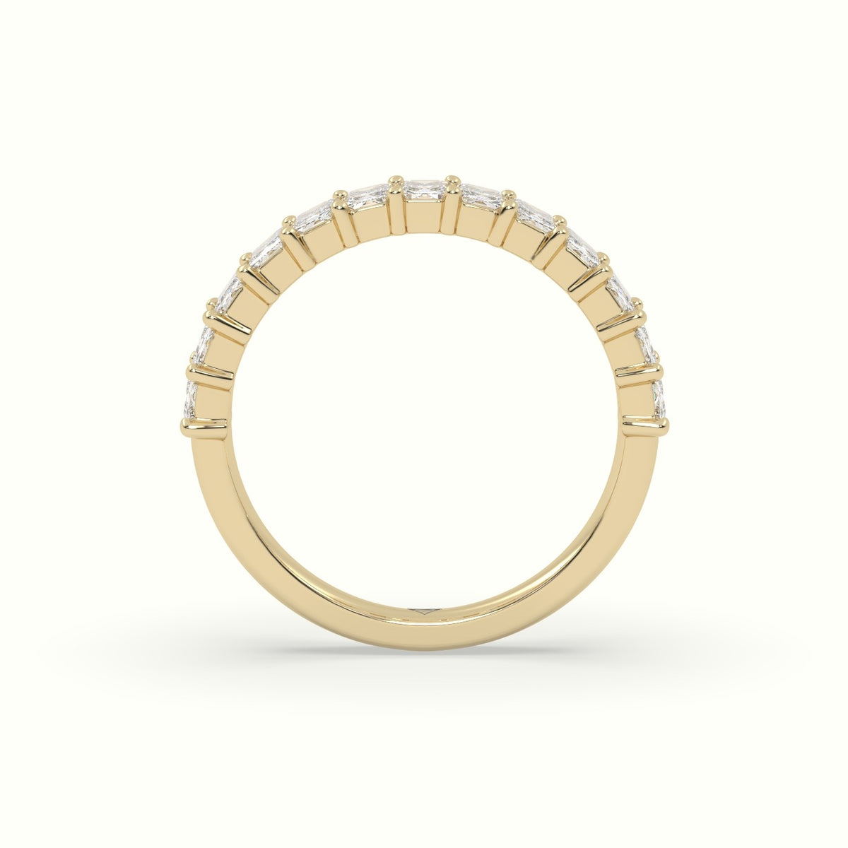 Emerald Cut Diamond Wedding Ring — Yellow Gold