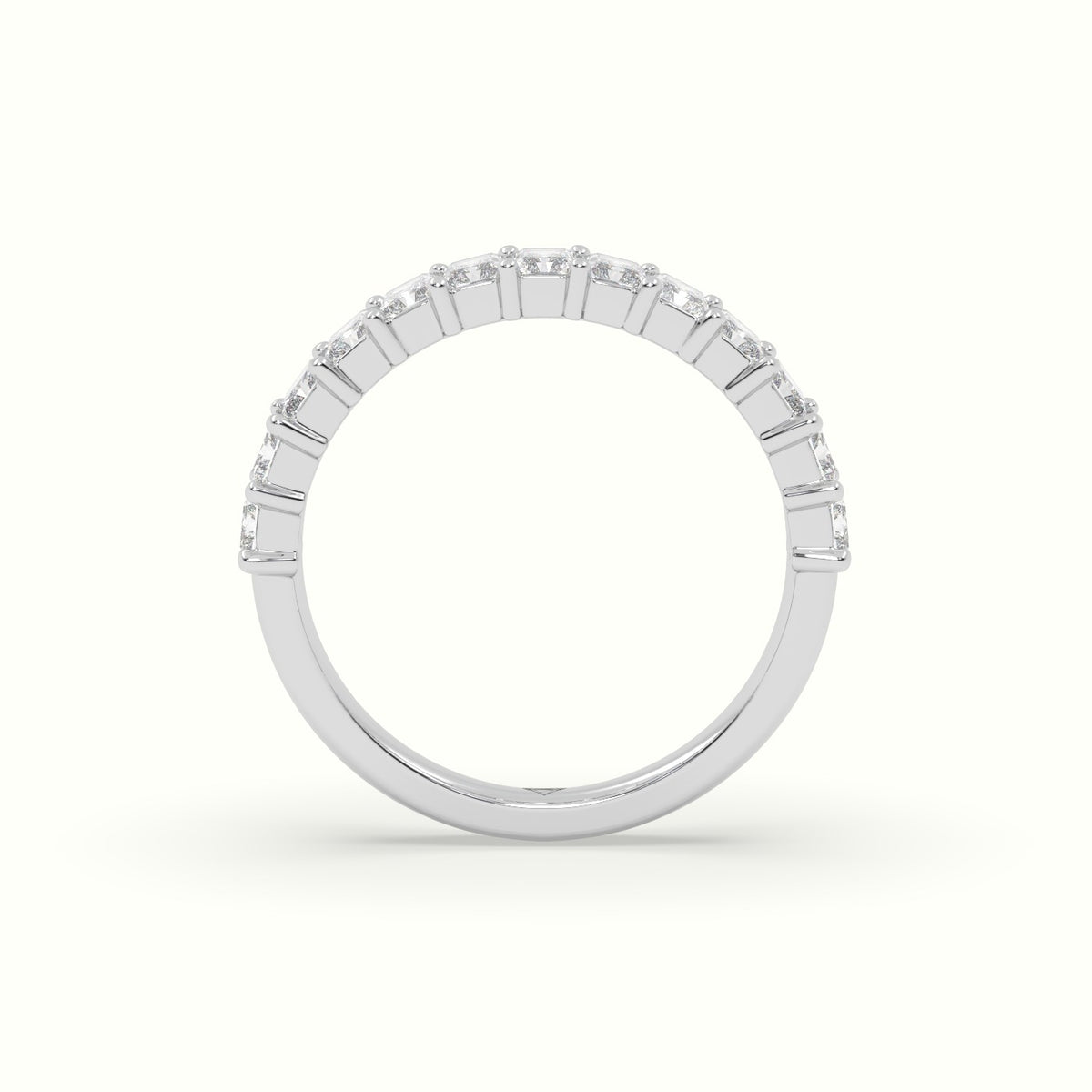 Radiant Cut Shared Prong Diamond Wedding Ring — White Gold