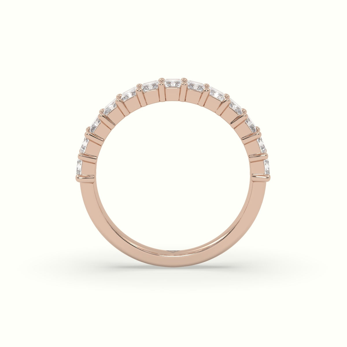 Radiant Cut Shared Prong Diamond Wedding Ring — Rose Gold