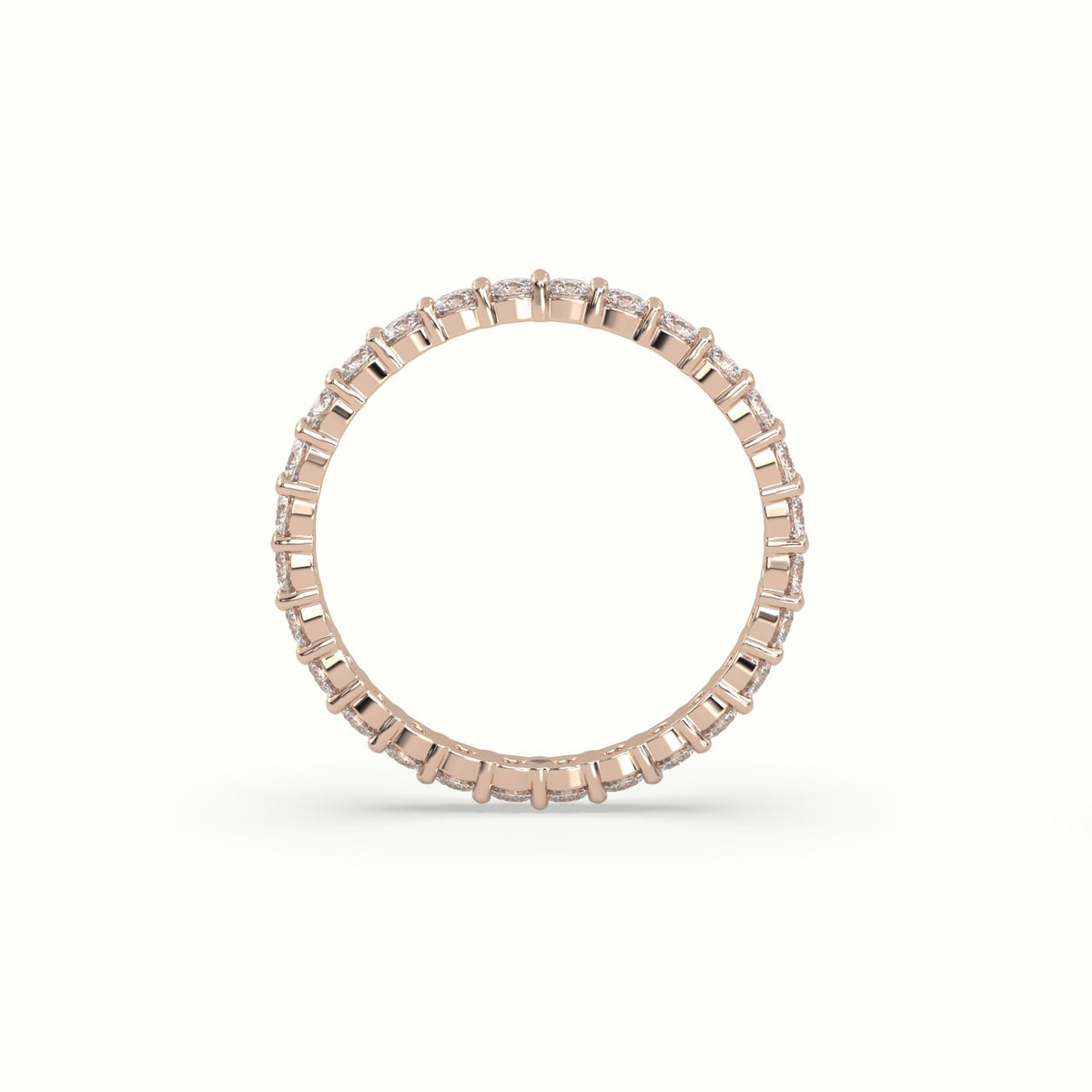 Shared Prong Diamond Wedding Ring — Rose Gold