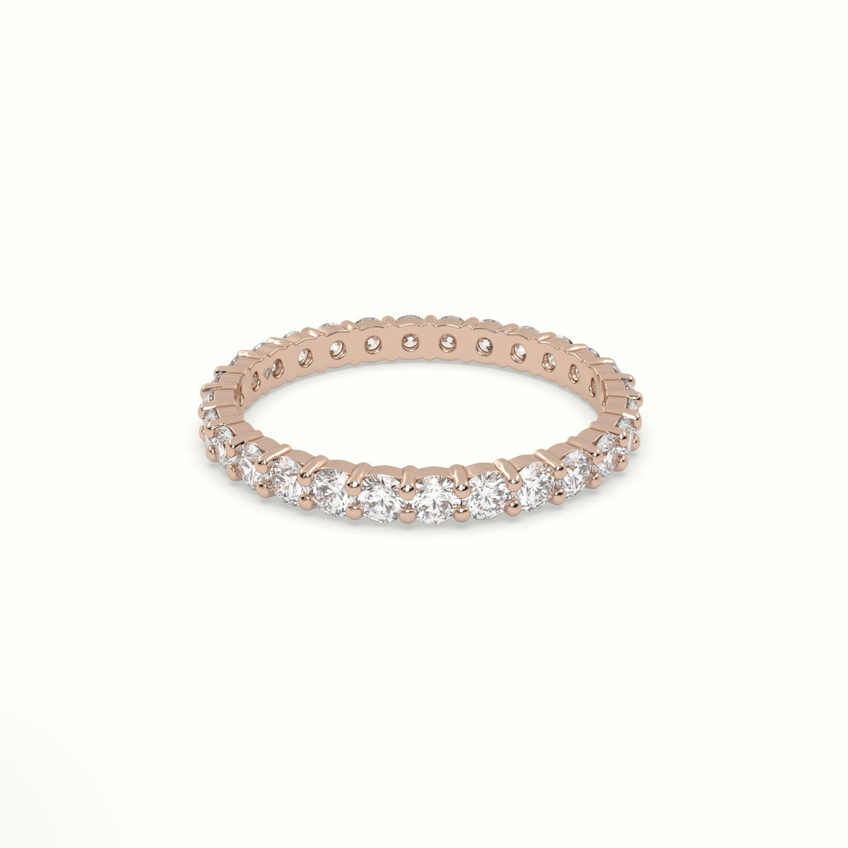 Shared Prong Diamond Wedding Ring — Rose Gold