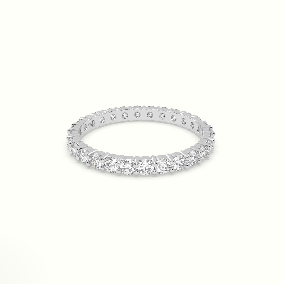 Shared Prong Diamond Wedding Ring — White Gold