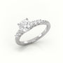 Round Diamond Pavé-Set Diamond Engagement Ring — White Gold