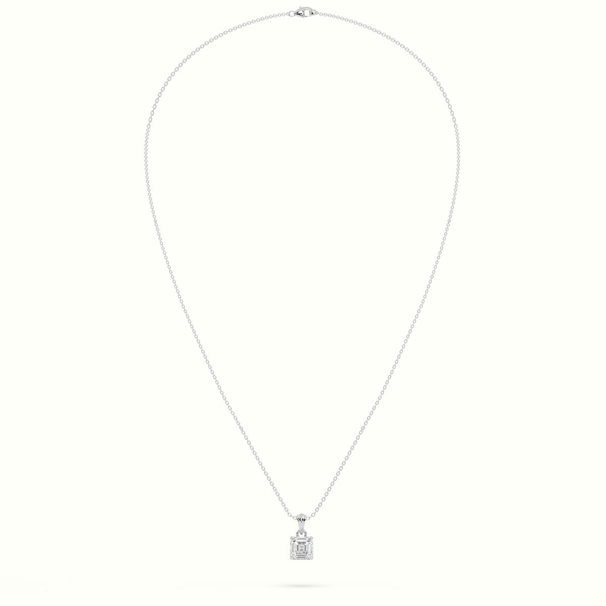 Ascher Cut Solitaire Diamond Pendant — White Gold