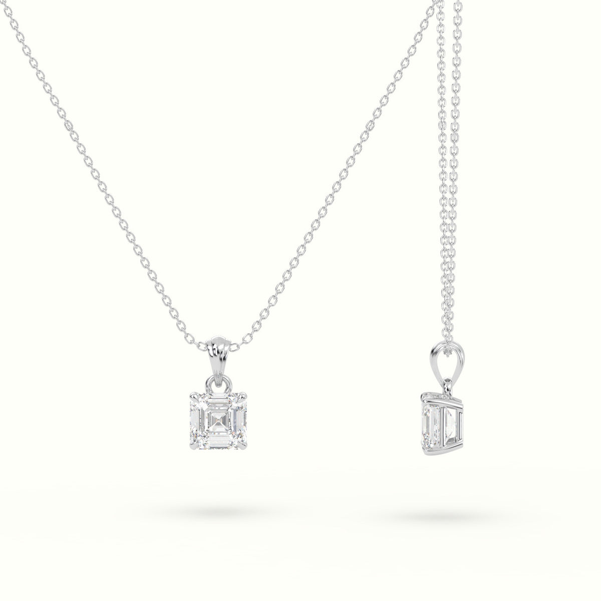 Ascher Cut Solitaire Diamond Pendant — White Gold