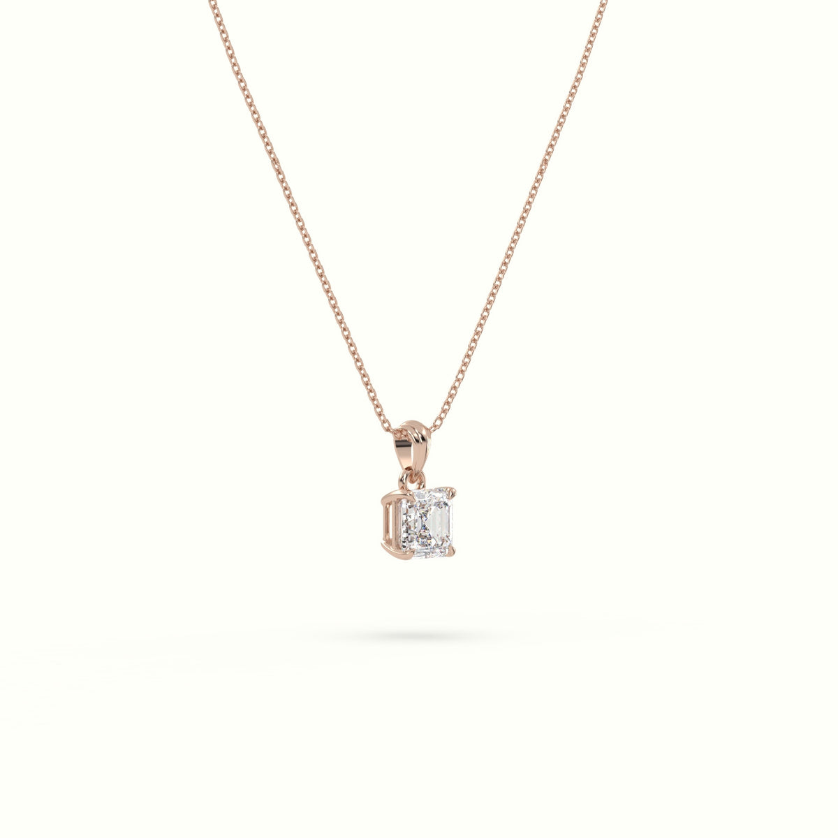 Ascher Cut Solitaire Diamond Pendant — Rose Gold