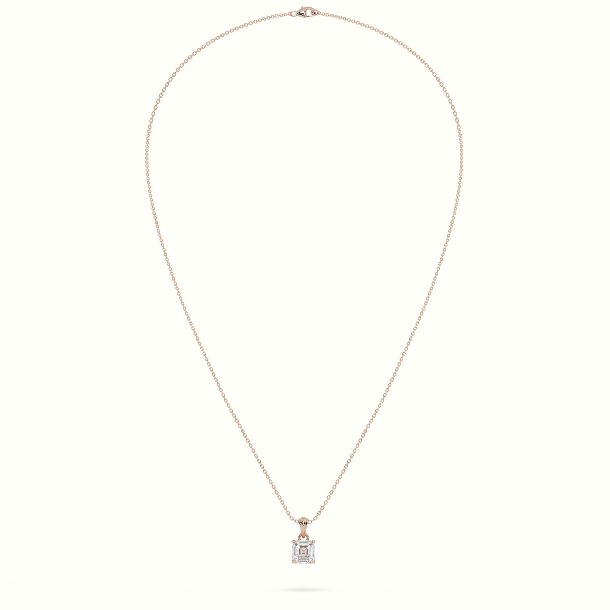 Ascher Cut Solitaire Diamond Pendant — Rose Gold