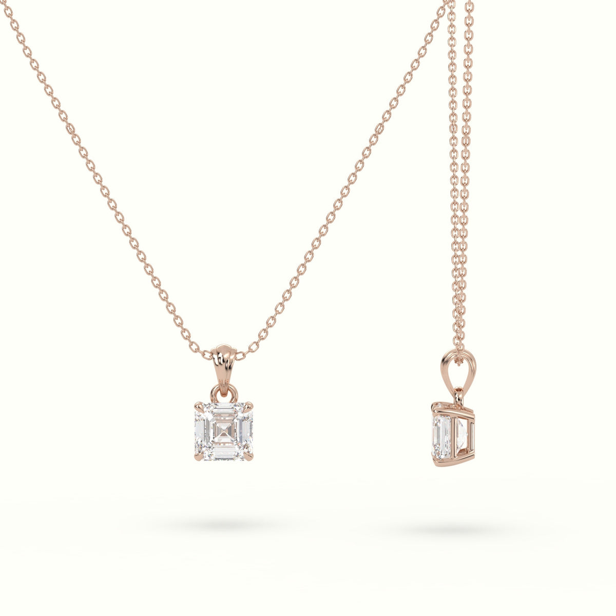 Ascher Cut Solitaire Diamond Pendant — Rose Gold