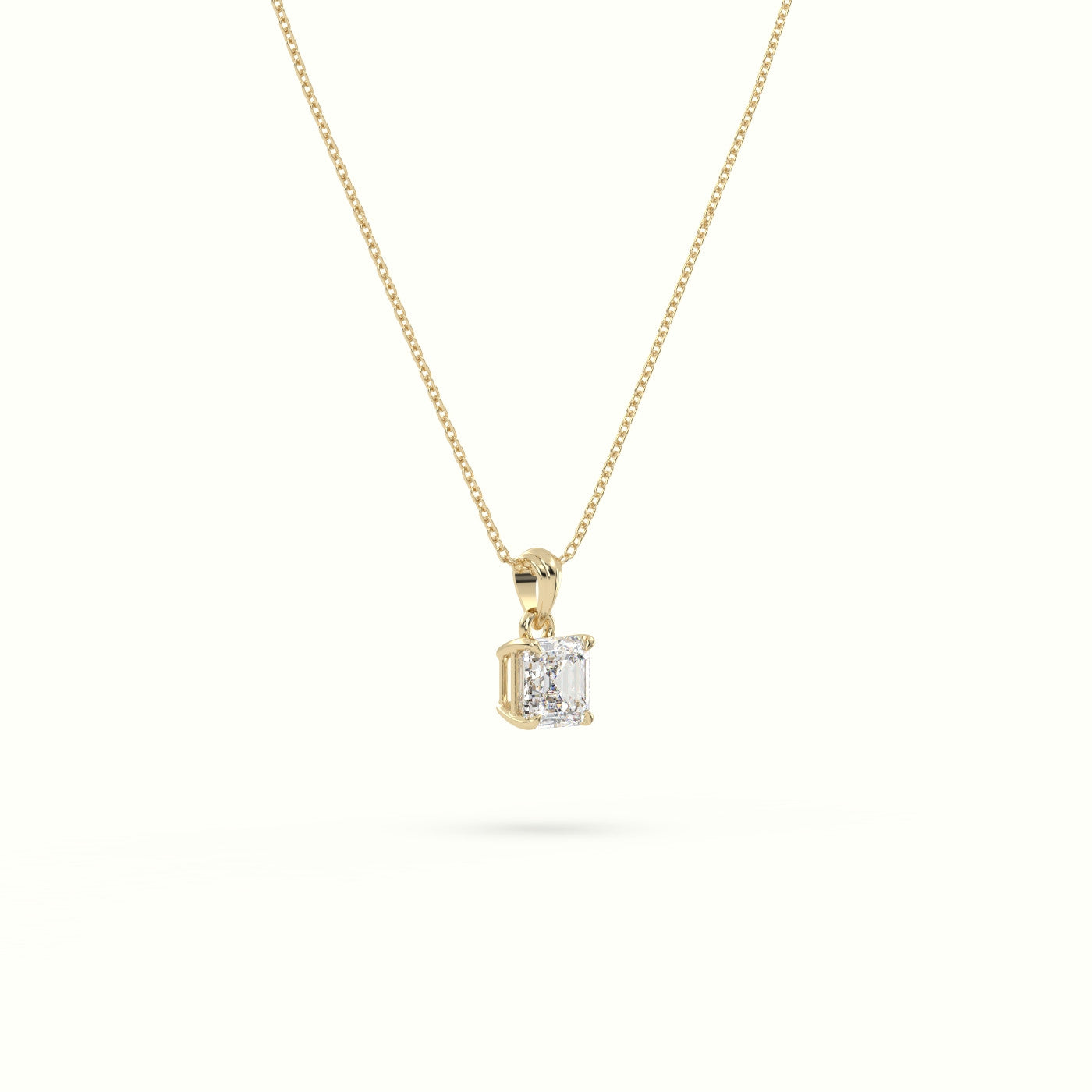 Ascher Cut Solitaire Diamond Pendant — Yellow Gold