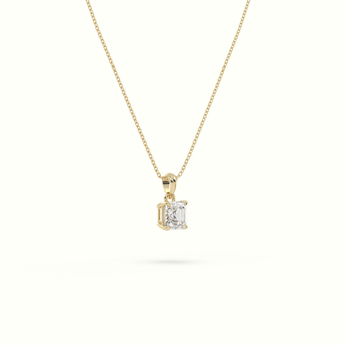 Ascher Cut Solitaire Diamond Pendant — Yellow Gold