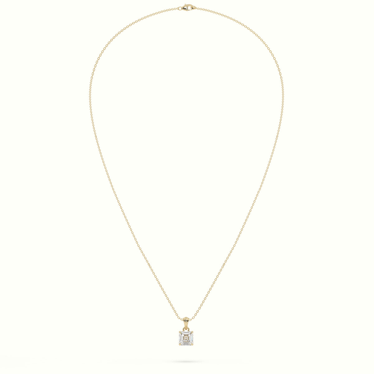 Ascher Cut Solitaire Diamond Pendant — Yellow Gold