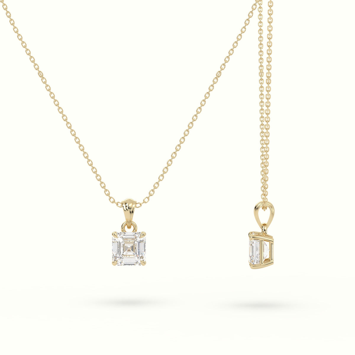 Ascher Cut Solitaire Diamond Pendant — Yellow Gold