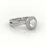Round Cut Diamond 4 Prongs Scallop Setting Designer Engagement Ring — White Gold