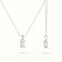 Emerald Cut Solitaire Diamond Pendant — White Gold